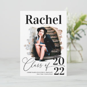 Elegant Black White Typografie Class of Afstuderen Kaart