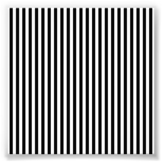 Elegant Black White Vertical Lines Geometric Foto Afdruk (Voorkant)