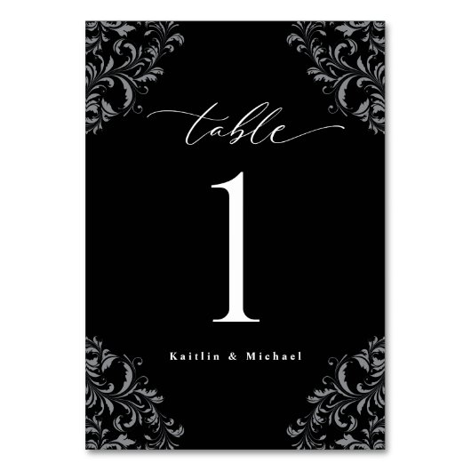 Elegant Black White Vintage Classic Small Wedding Kaart (Voorkant)