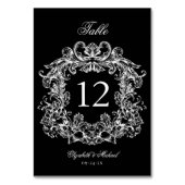 Elegant Black White Vintage Crest Wedding Kaart (Achterkant)