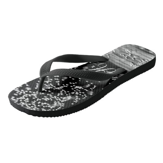 Elegant Black White Water Bubbles Teenslippers (Schuin)
