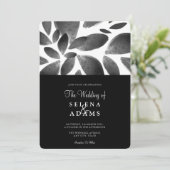 Elegant Black White Waterverf Foliage Weddenschap Kaart (Staand voorkant)
