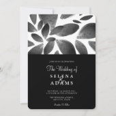 Elegant Black White Waterverf Foliage Weddenschap Kaart (Voorkant)