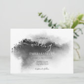 Elegant Black White Waterverf Landscape Weddenscha Kaart (Staand voorkant)