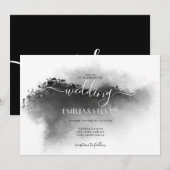 Elegant Black White Waterverf Landscape Weddenscha Kaart (Voorkant / Achterkant)