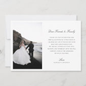 Elegant Black & White Weddenschap Hartelijk dank Bedankkaart (Achterkant)