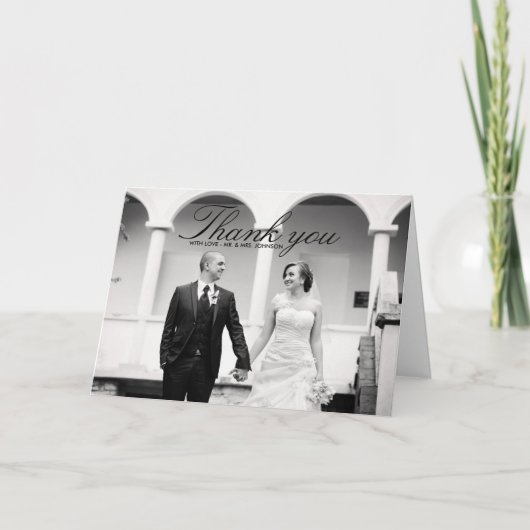 Elegant Black & White Weddenschap Hartelijk dank Bedankkaart (Voorkant)