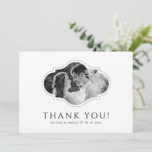Elegant Black & White Weddenschap Hartelijk dank Bedankkaart (Staand voorkant)