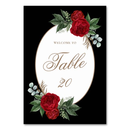 Elegant Black & White Weddentable Number Kaart (Voorkant)