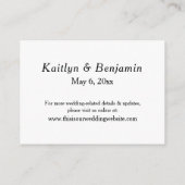 Elegant Black & White Wedding Accommodations Informatiekaartje (Achterkant)