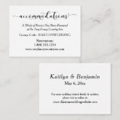Elegant Black & White Wedding Accommodations Informatiekaartje (Voorkant / Achterkant)