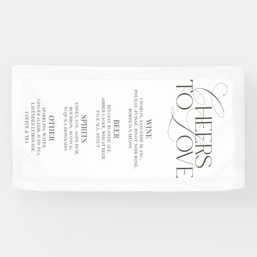 Elegant Black & White Wedding Bar Menu Banner (Horizontaal)