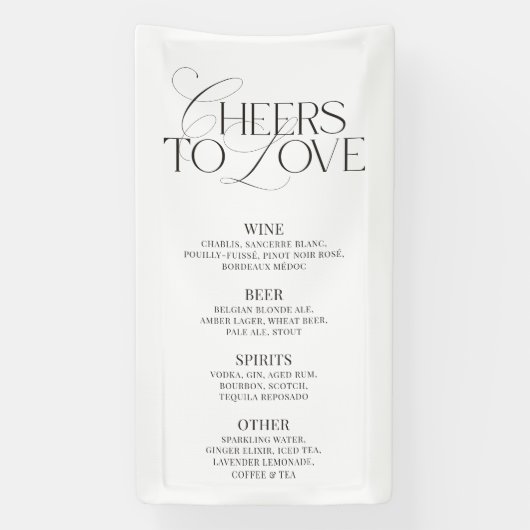 Elegant Black & White Wedding Bar Menu Banner (Verticaal)