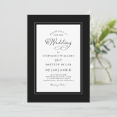 Elegant Black & White Wedding Chic Calligraphy Kaart (Staand voorkant)