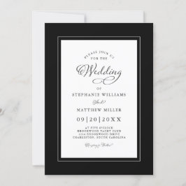 Elegant Black & White Wedding Chic Calligraphy Kaart