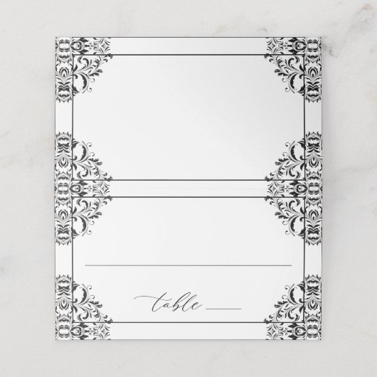 Elegant Black & White Wedding  Classic Plaatskaartje (Buitenkant ongevouwen)