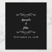 Elegant Black & White Wedding Couple Calligraphy Wijn Etiket (Enkel label)