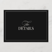 Elegant Black & White Wedding Details Informatiekaartje (Voorkant)