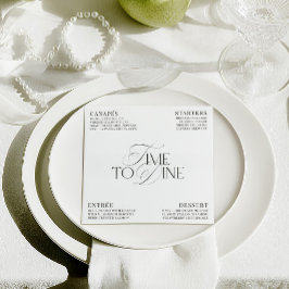 Elegant Black & White Wedding Dinner Menu Card Kaart