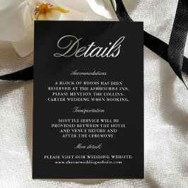 Elegant Black & White Wedding Enclosure Card Informatiekaartje