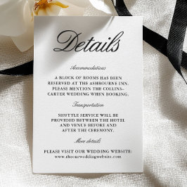 Elegant Black & White Wedding Enclosure Card Informatiekaartje