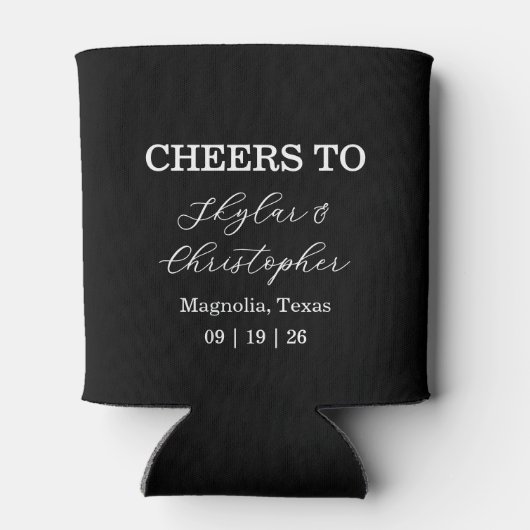 Elegant Black & White Wedding Favor Blikjeskoeler (Achterkant)