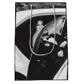 Elegant Black & White Wedding Gift Bag Medium Cadeauzakje (Achterkant)