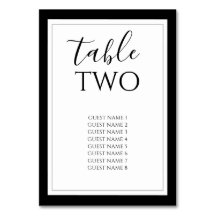 Elegant Black & White Wedding Guest Names