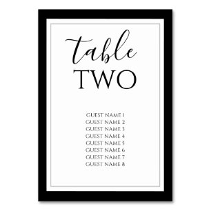 Elegant Black & White Wedding Guest Names Kaart