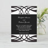 Elegant Black White Wedding Invitation Art Deco Kaart (Staand voorkant)