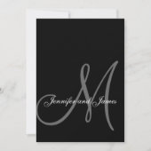 Elegant Black White Wedding Invitation Initiaal Kaart (Voorkant)