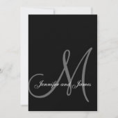 Elegant Black White Wedding Invitation Initiaal Kaart (Voorkant)