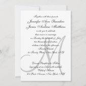 Elegant Black White Wedding Invitation Initiaal Kaart (Achterkant)