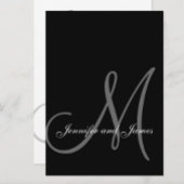 Elegant Black White Wedding Invitation Initiaal Kaart