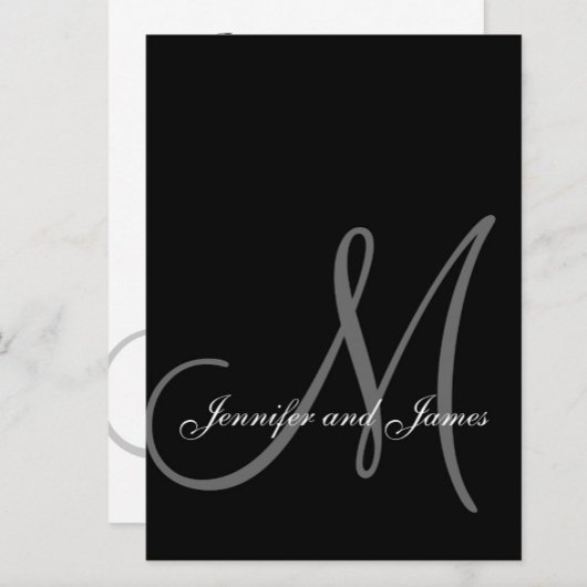 Elegant Black White Wedding Invitation Initiaal Kaart