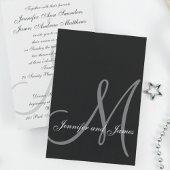 Elegant Black White Wedding Invitation Initiaal Kaart