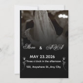 Elegant Black & White Wedding Invitation Kaart (Voorkant)