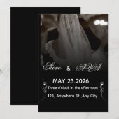 Elegant Black & White Wedding Invitation Kaart (Voorkant / Achterkant)