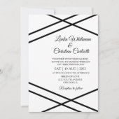 Elegant Black White Wedding Invitation Kaart (Voorkant)