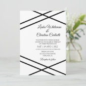 Elegant Black White Wedding Invitation Kaart (Staand voorkant)