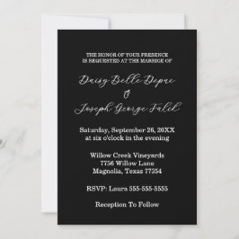 Elegant Black & White Wedding Invitation Kaart