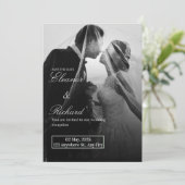 Elegant Black & White Wedding Invitation Kaart (Staand voorkant)