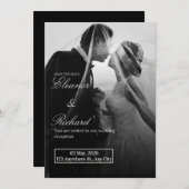 Elegant Black & White Wedding Invitation Kaart (Voorkant / Achterkant)
