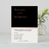 Elegant Black & white Wedding Invitation Rose Gold Folie Uitnodiging (Staand Voorkant)