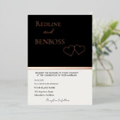 Elegant Black & white Wedding Invitation Rose Gold Folie Uitnodiging (Staand Voorkant)