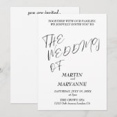 Elegant Black White Wedding Kaart (Voorkant / Achterkant)