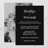 Elegant Black & White Wedding Kaart (Voorkant / Achterkant)