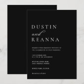 Elegant Black & White Wedding Kaart (Voorkant / Achterkant)