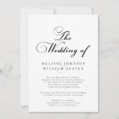 Elegant Black & White Wedding Kaart (Voorkant)