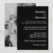 Elegant Black & White Wedding Kaart (Voorkant / Achterkant)
